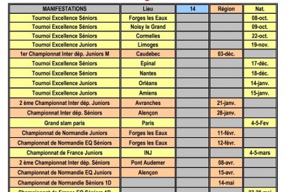 planning des compétitions juniors et seniors 2022/2023 ENTENTE JUDO BOCAGE